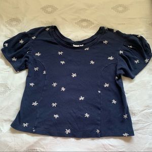 Anthro Postmark flower print bubble sleeve top